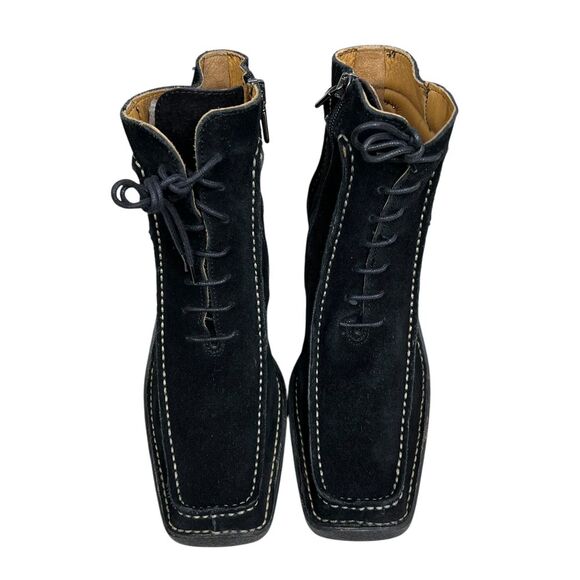 Gino Rossi Womens Wedge Ankle Boots Black Suede Moc Style Lace Up Size EUR 37 - Picture 6 of 10